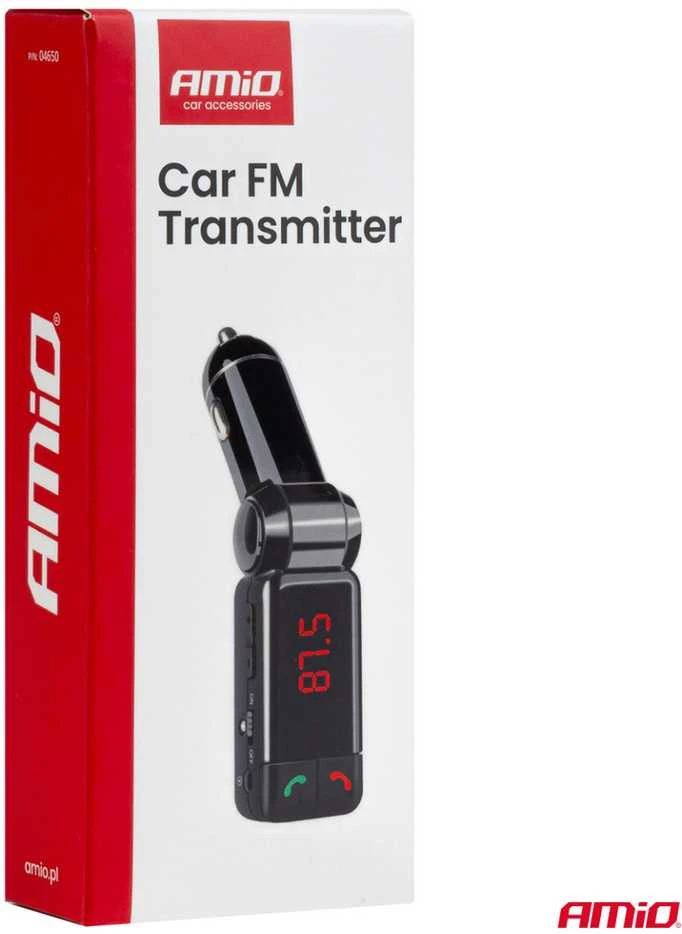 Automobilinis FM siųstuvas, 2×USB-A 12V 24V AMIO-04650