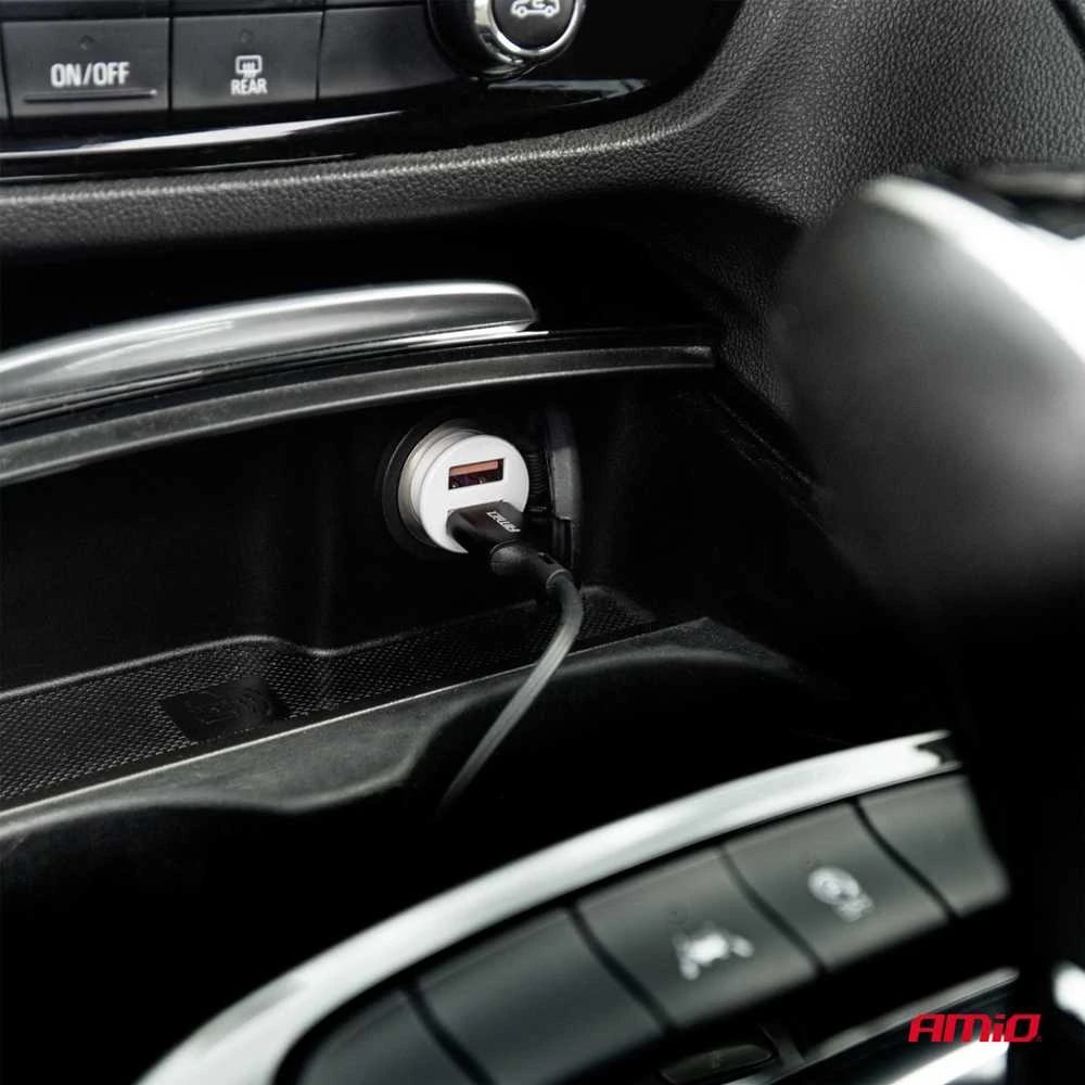 Automobilinis įkroviklis 2x USB-A 2.1A 12/24V AMiO-03872