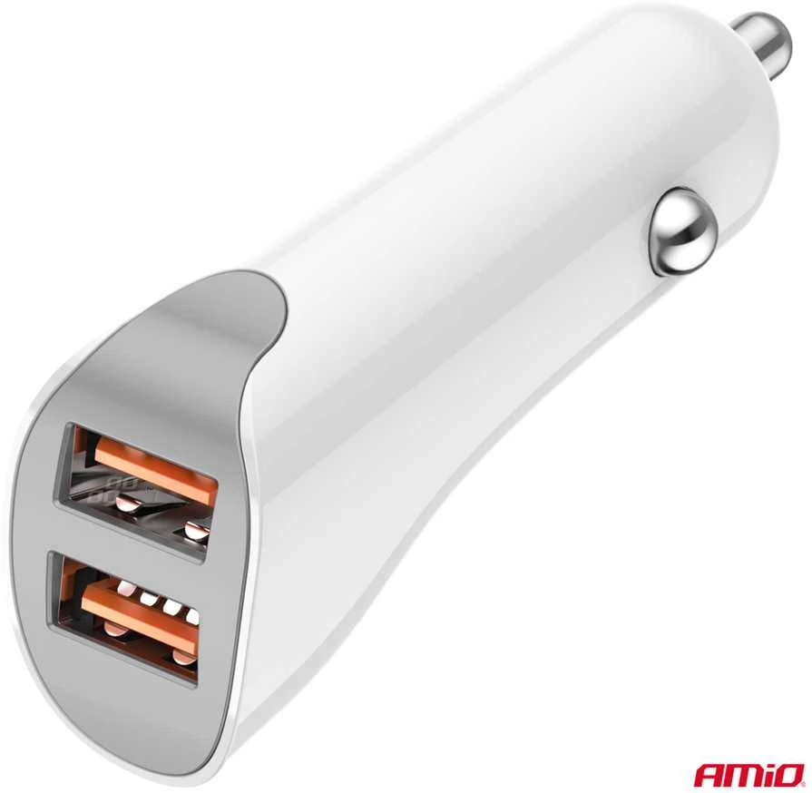 Automobilinis įkroviklis 2x USB-A 2.1A 12/24V AMiO-03874