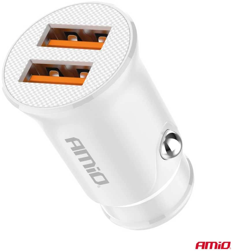 Automobilinis įkroviklis 2x USB-A 2.1A 12/24V AMiO-03872