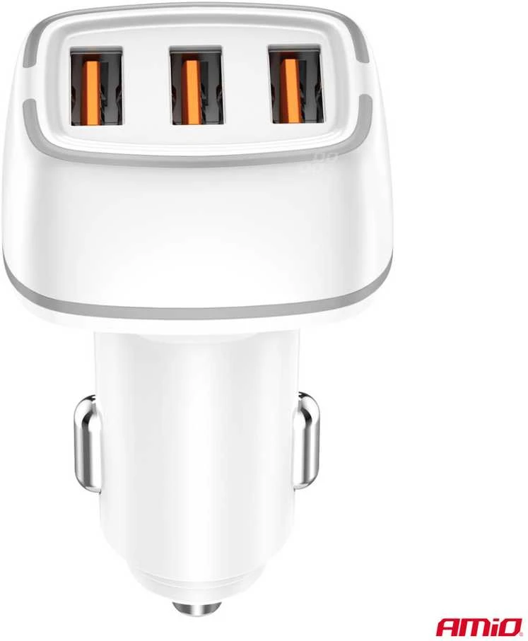 Automobilinis įkroviklis 2x USB-A + USB-C 32W 12/24V AMiO-03890