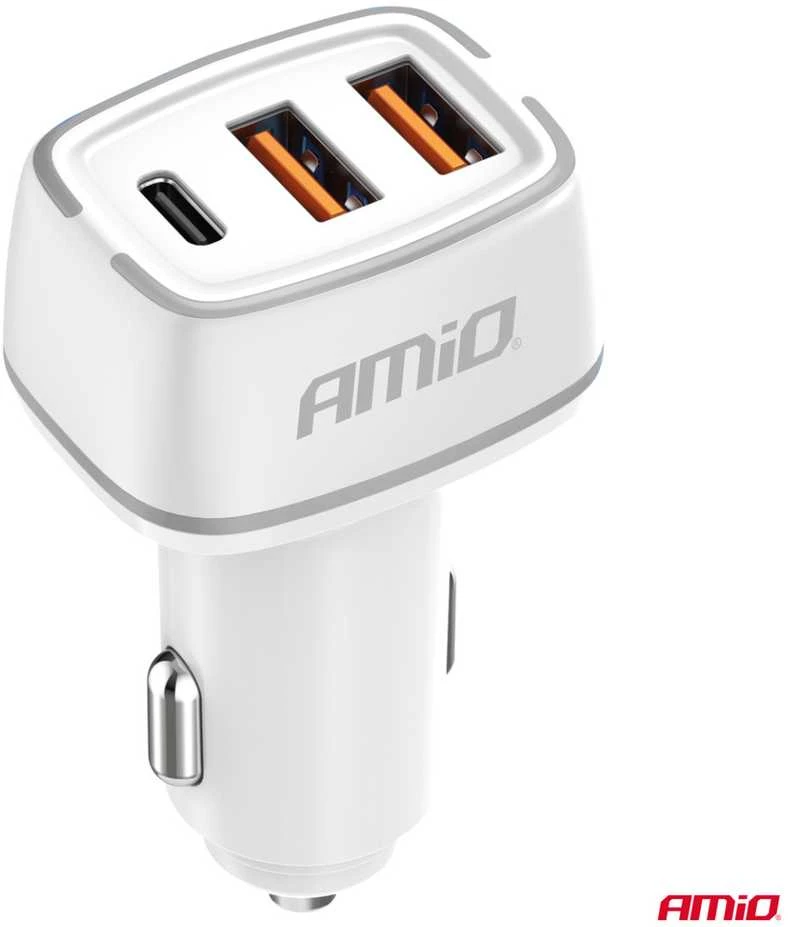 Automobilinis įkroviklis 2x USB-A + USB-C 32W 12/24V AMiO-03890