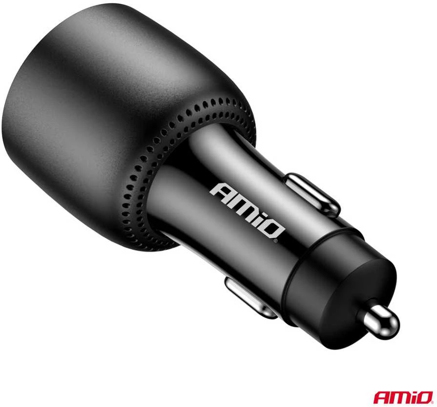 Automobilinis įkroviklis 2x USB-C + USB-A 12/24V 100W AMIO-04371