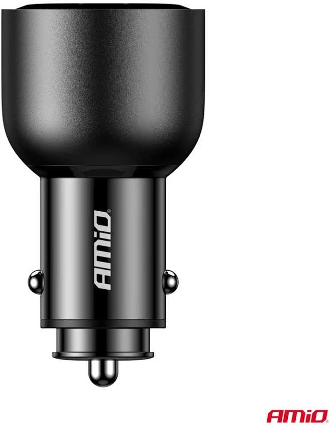Automobilinis įkroviklis 2x USB-C + USB-A 12/24V 95W AMIO-04372