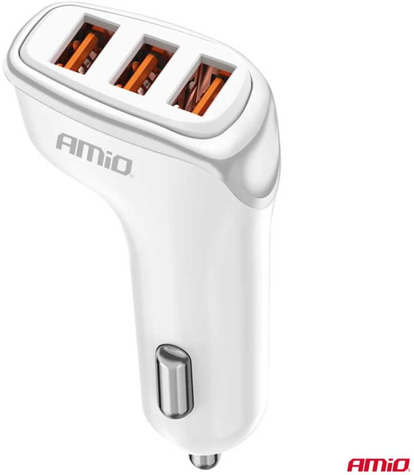 Automobilinis įkroviklis 3x USB-A 3.1A 12/24V AMiO-03885