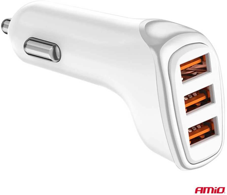 Automobilinis įkroviklis 3x USB-A 3.1A 12/24V AMiO-03885