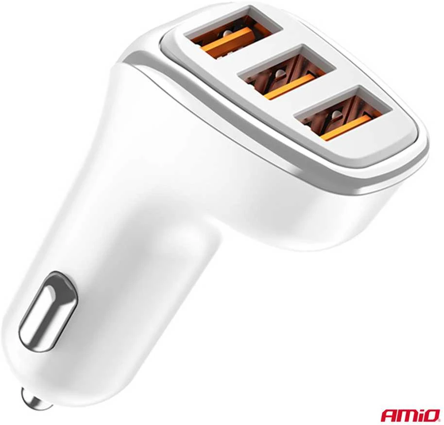Automobilinis įkroviklis 3x USB-A 3.1A 12/24V AMiO-03885