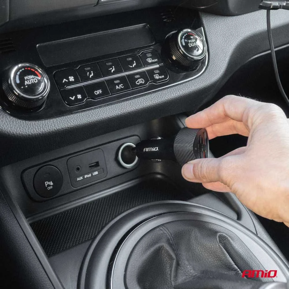 Automobilinis įkroviklis 50W 2xUSB-A + 2xUSB-C AMIO-04284