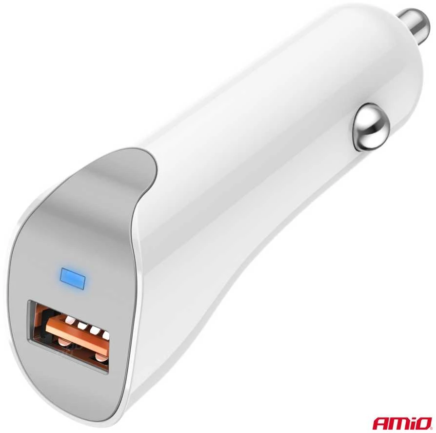 Automobilinis įkroviklis USB-A 2.1A 12/24V AMiO-03873