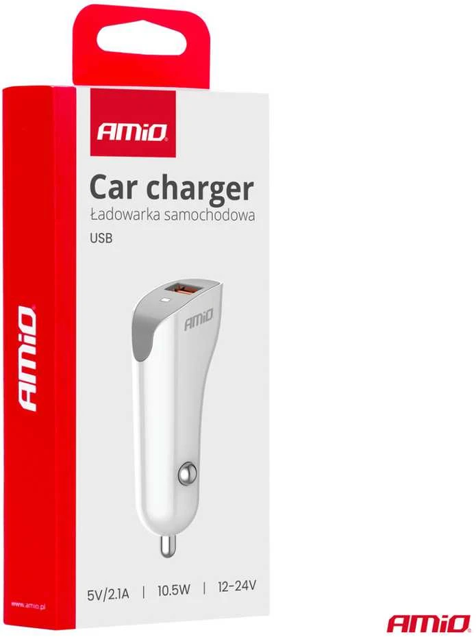 Automobilinis įkroviklis USB-A 2.1A 12/24V AMiO-03873