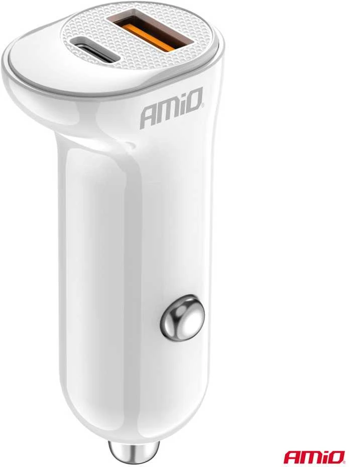 Automobilinis įkroviklis USB-A+ USB-C 20W 12/24V AMiO-03875