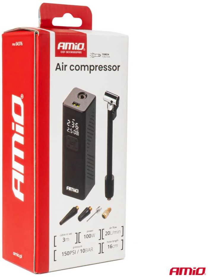 Automobilinis kompresorius su LED ekranu 12V 100W AMIO-04376