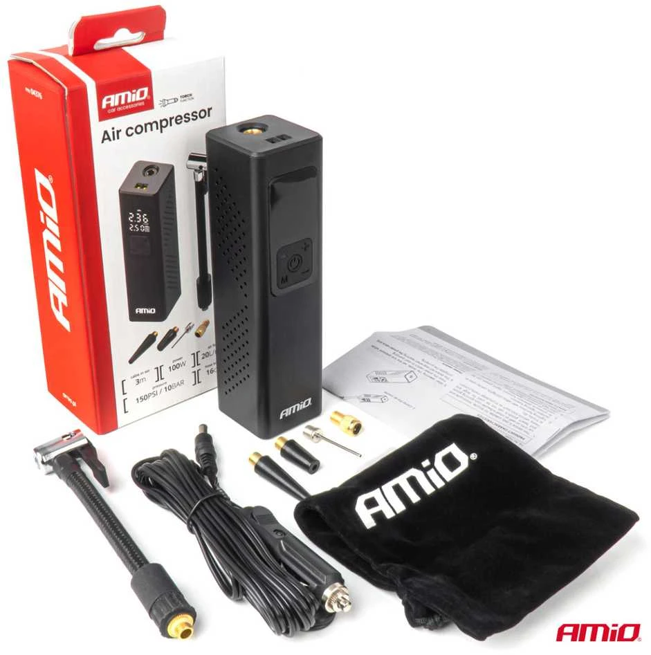 Automobilinis kompresorius su LED ekranu 12V 100W AMIO-04376