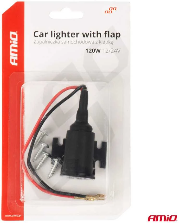 Automobilinis maitinimo lizdas su dangteliu 12/24V AMIO-04128