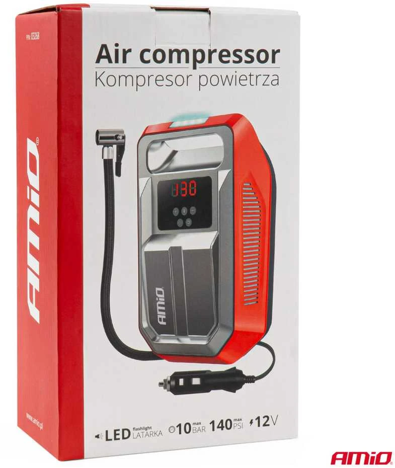 Automobilinis oro kompresorius 12 V, LCD, LED, AMIO-03268