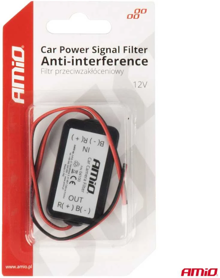 Automobilinis signalo filtras nuo trukdžių 12V AMIO-04100