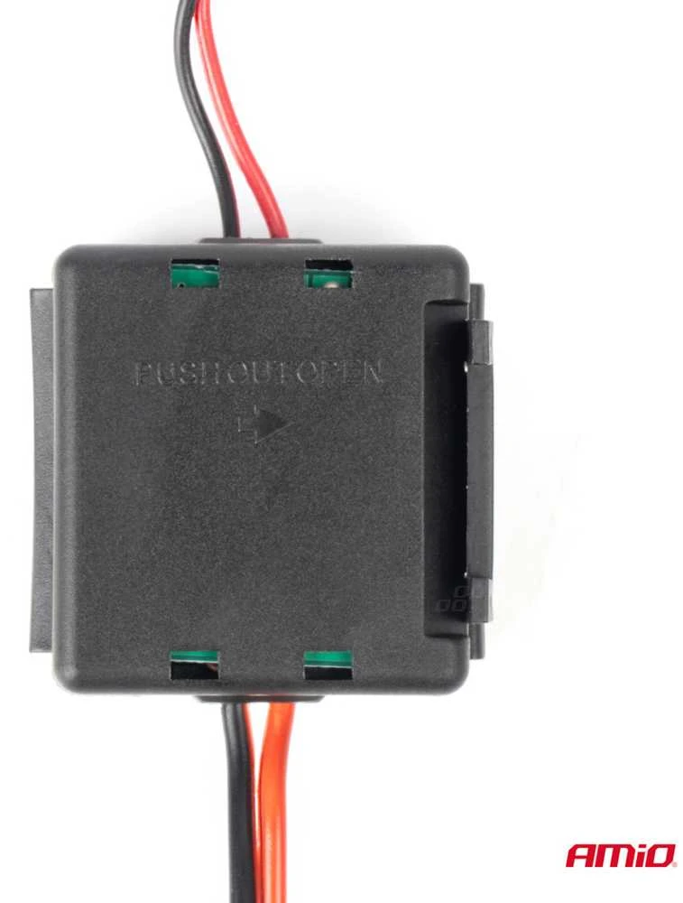 Automobilinis signalo filtras su DC-DC keitikliu ir kištuku 12V – nuo trukdžių AMIO-04101