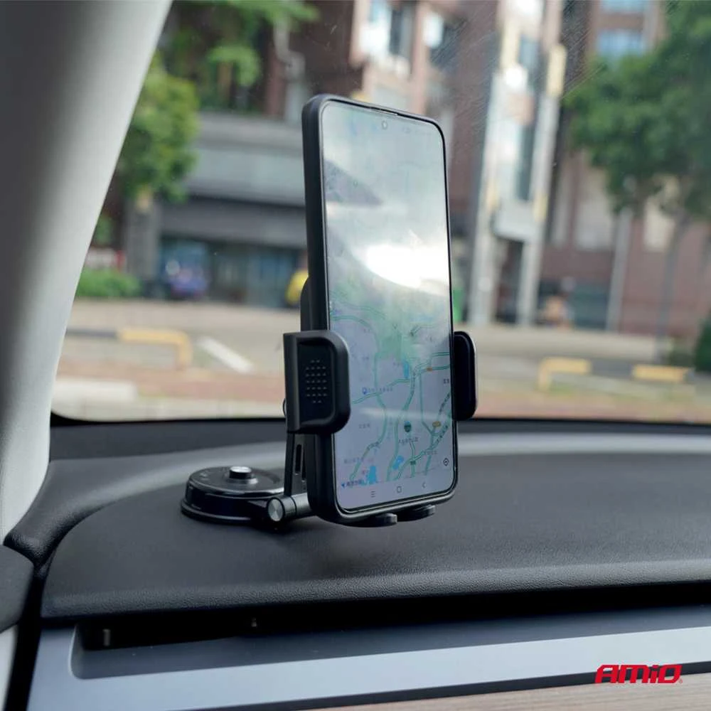 Automobilinis telefono laikiklis ant prietaisų skydelio, pasisukantis 360° AMIO-04137