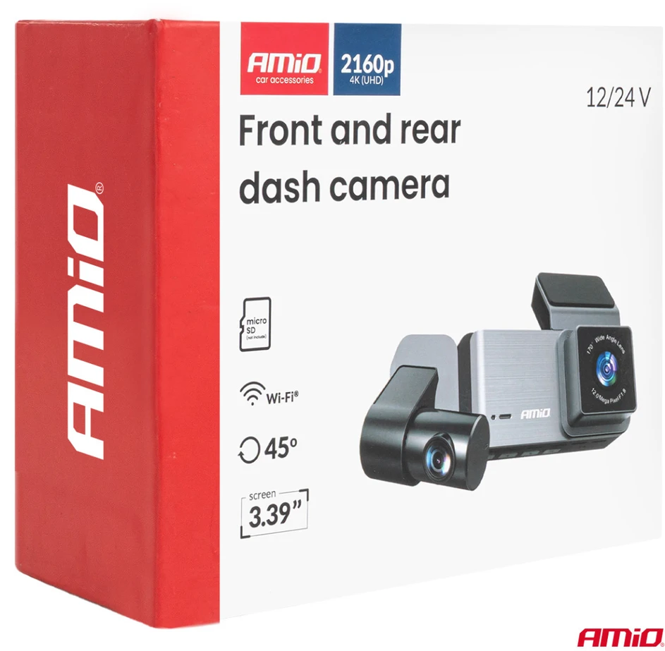 Automobilinis vaizdo registratorius 4K + 1K + 2K WLAN Wi-Fi UHD 512 GB AMIO-04802.