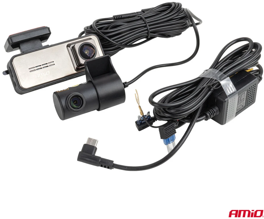 Automobilinis vaizdo registratorius 4K + 2K WLAN Wi-Fi UHD 512 GB AMIO-04801