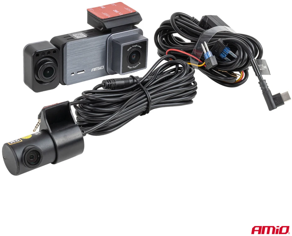 Automobilinis vaizdo registratorius 4K + 1K + 2K WLAN Wi-Fi UHD 512 GB AMIO-04802.