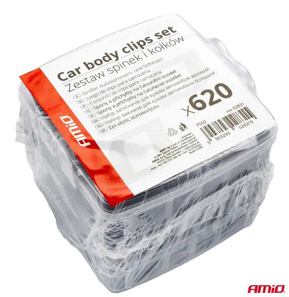 Automobilio kėbulo tvirtinimo spaustukai, 620 vnt., AMIO-02831