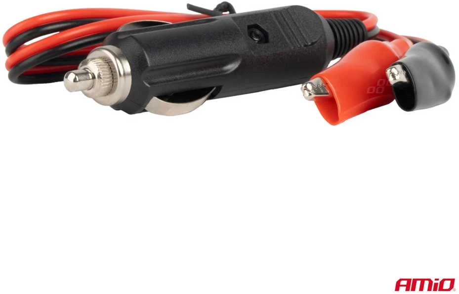 Automobilio maitinimo lizdo adapteris su „krokodilo“ gnybtu 12/24V, 60 cm, AMIO-03802