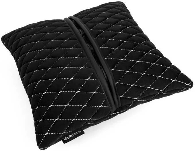 Automobilio pagalvė EVAtech 30x30 cm - juoda / baltos siūlės