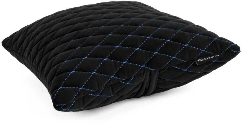 Automobilio pagalvė EVAtech 30x30 cm - juoda / mėlynos siūlės