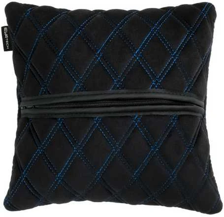 Automobilio pagalvė EVAtech 30x30 cm - juoda / mėlynos siūlės