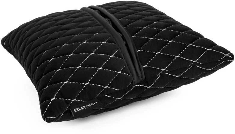 Automobilio pagalvė EVAtech 30x30 cm - juoda / baltos siūlės
