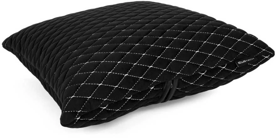 Automobilio pagalvė EVAtech 40x40 cm - juoda / baltos siūlės