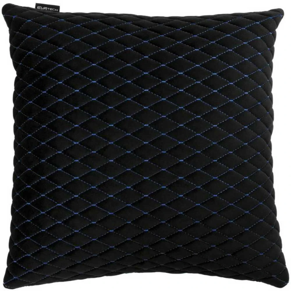 Automobilio pagalvė EVAtech 40x40 cm - juoda / mėlynos siūlės
