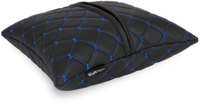 Automobilio pagalvė EVAtech ECO 30x30 cm - juoda / mėlynos siūlės