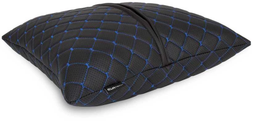 Automobilio pagalvė EVAtech ECO 40x40 cm - juoda / mėlynos siūlės