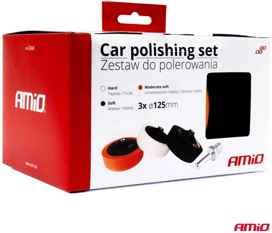 Automobilio poliravimo diskų komplektas 3 vnt. x 125 mm + M14 adapteris AMIO-02648