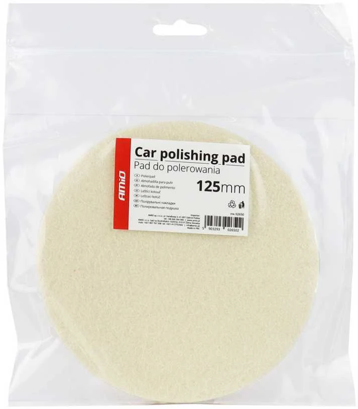 Automobilio poliravimo filco diskas su velcro tvirtinimu, 125 mm x 10 mm AMIO-02650