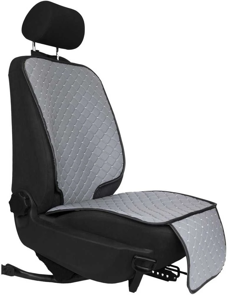 Automobilio sėdynės apsauga po vaikiška kėdute EVAtech ECO - pilka / juodi kraštai / pilkos siūlės