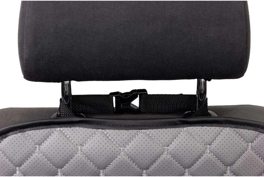 Automobilio sėdynės atlošo apsauga nuo vaikų EVAtech ECO 75x46 cm - pilka / juodi kraštai / pilkos siūlės