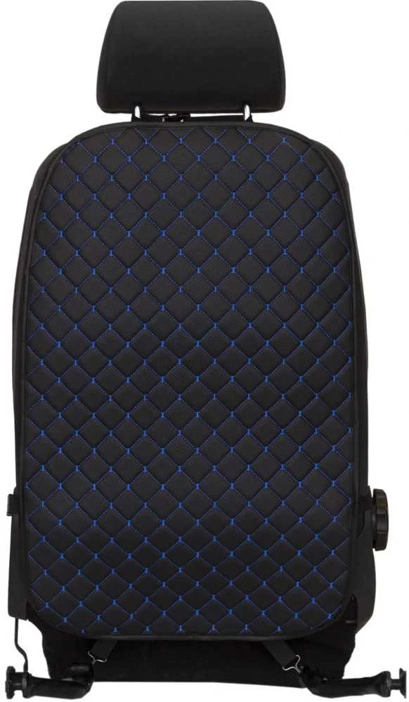 Automobilio sėdynės atlošo apsauga nuo vaikų EVAtech ECO 75x46 cm - juoda / juodi kraštai / mėlynos siūlės
