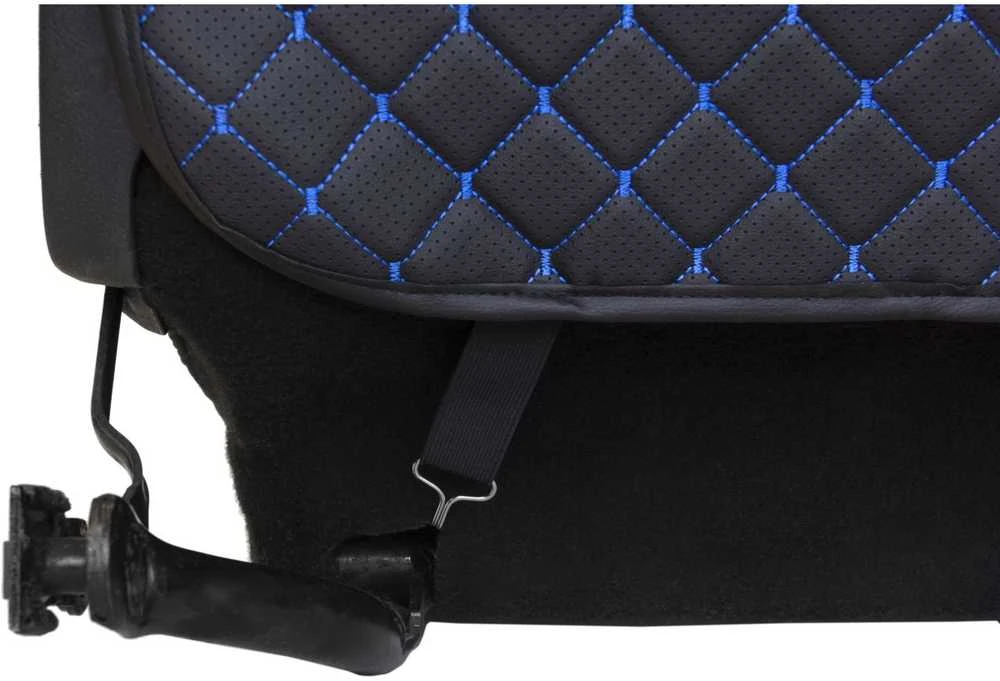 Automobilio sėdynės atlošo apsauga nuo vaikų EVAtech ECO 75x46 cm - juoda / juodi kraštai / mėlynos siūlės