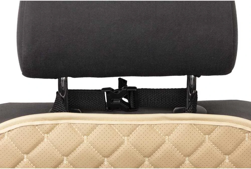 Automobilio sėdynės atlošo apsauga nuo vaikų EVAtech ECO 75x46 cm - smėlio / smėlio kraštai / smėlio siūlės