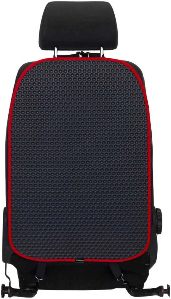 Automobilio sėdynės atlošo apsauga nuo vaikų EVAtech 68x46 cm - pilka / raudoni kraštai