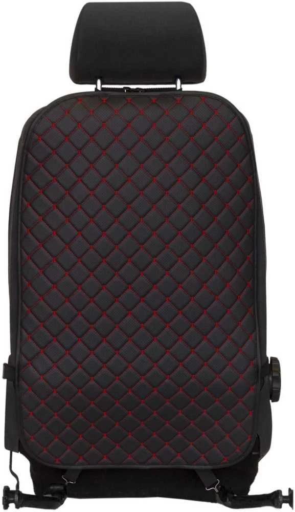 Automobilio sėdynės atlošo apsauga nuo vaikų EVAtech ECO 75x46 cm - juoda / juodi kraštai / raudonos siūlės