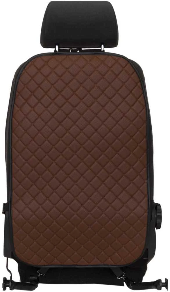 Automobilio sėdynės atlošo apsauga nuo vaikų EVAtech ECO 75x46 cm - ruda / juodi kraštai / rudos siūlės