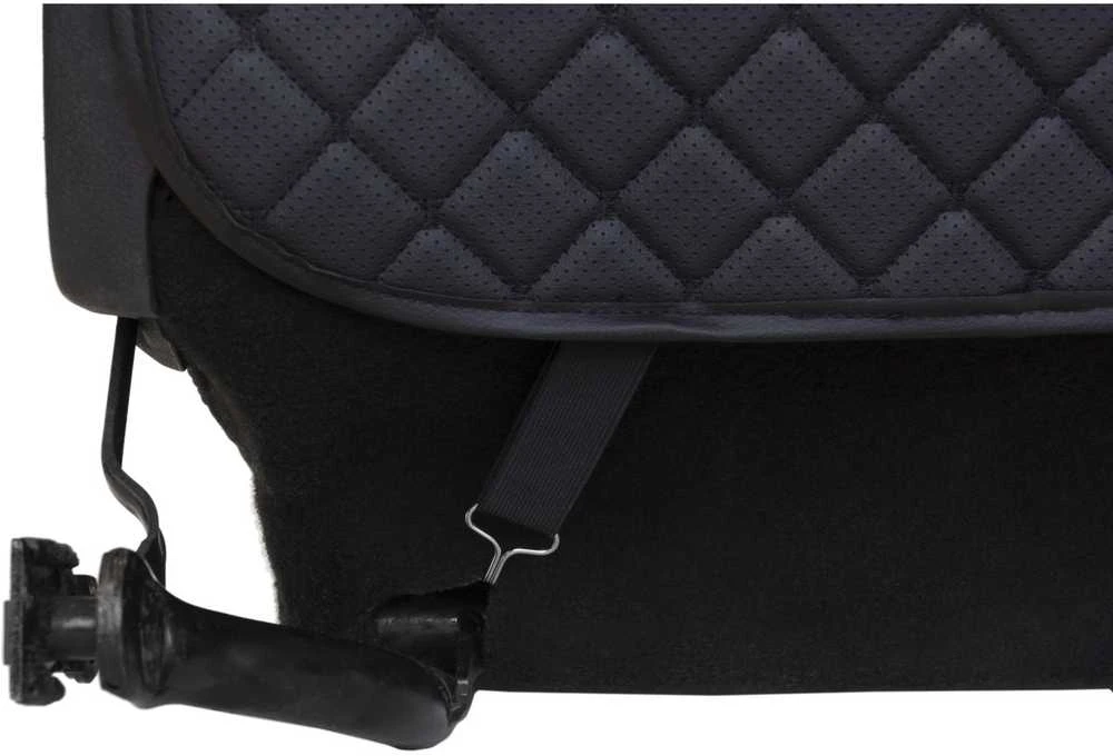 Automobilio sėdynės atlošo apsauga nuo vaikų EVAtech ECO 75x46 cm - juoda / juodi kraštai / juodos siūlės