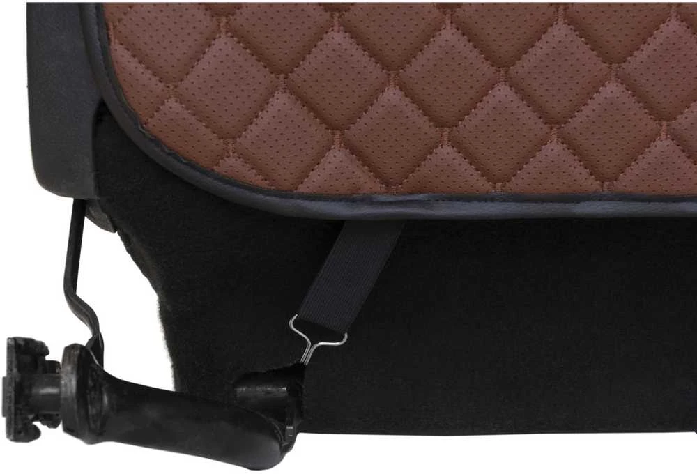 Automobilio sėdynės atlošo apsauga nuo vaikų EVAtech ECO 75x46 cm - ruda / juodi kraštai / rudos siūlės