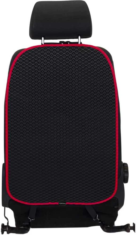 Automobilio sėdynės atlošo apsauga nuo vaikų EVAtech 68x46 cm - juoda / raudoni kraštai