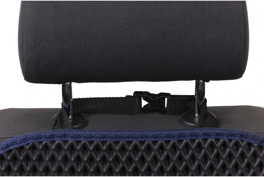 Automobilio sėdynės atlošo apsauga nuo vaikų EVAtech 68x46 cm - juoda / tamsiai mėlyni kraštai