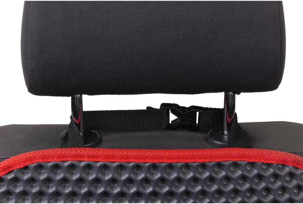 Automobilio sėdynės atlošo apsauga nuo vaikų EVAtech 68x46 cm - pilka / raudoni kraštai